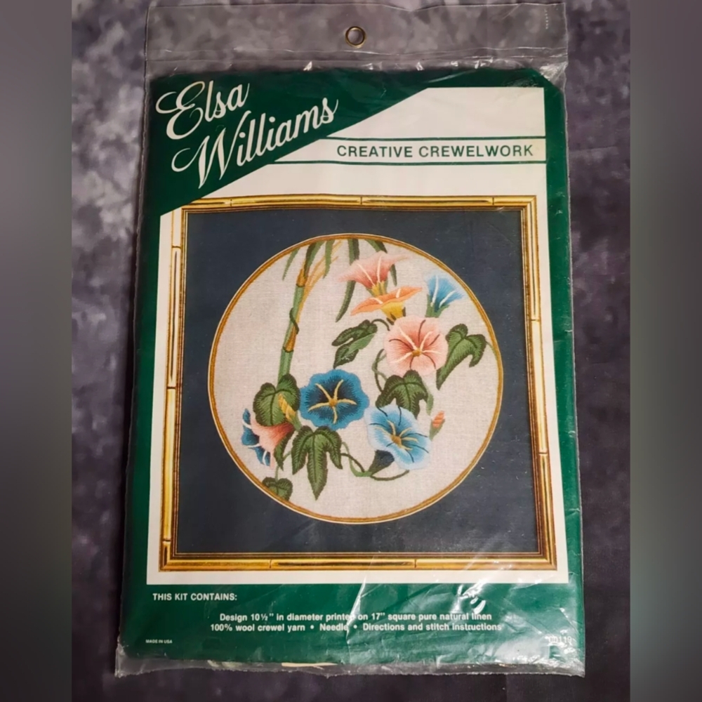 NIP Elsa Williams Crewel Embroidery Kit 00119 Morning Glory USA Granny
